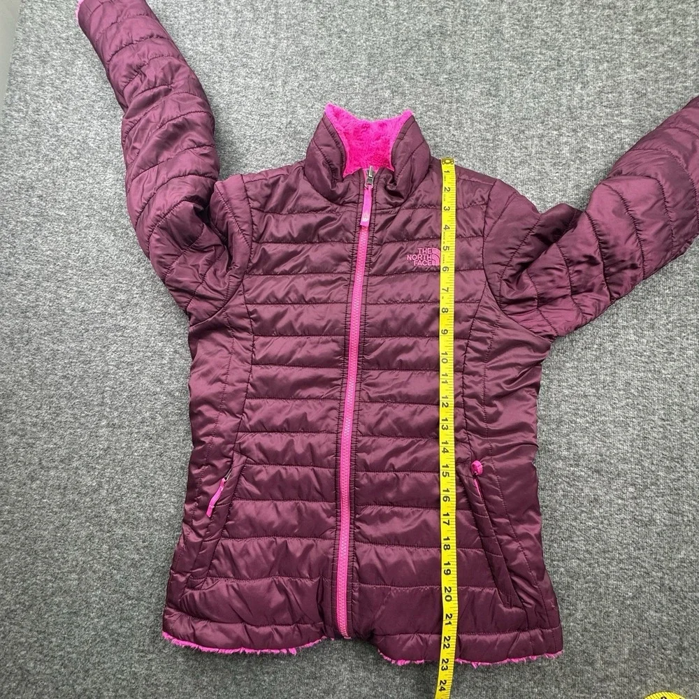 North Face Girls Reversible Pink Purple Jacket Sz‎ L Large 14/16 CN01 TB5M